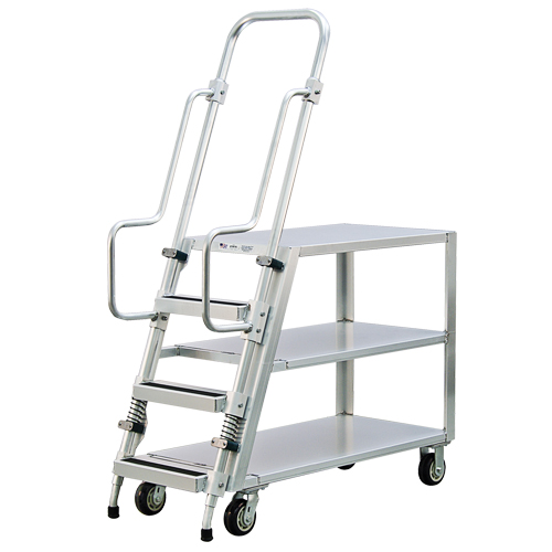 Chariot de pr&eacute;paration en aluminium avec &eacute;chelle, Aluminium, 22" la x 51-1/2" p, 3 tablettes, Capacit&eacute; 800 lb NTL Industrial