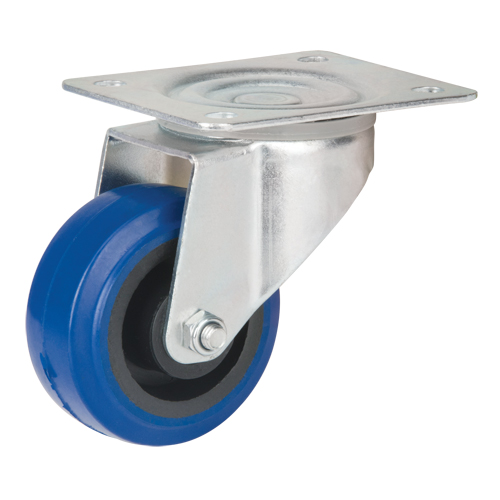 Roulette bleue, Pivotant, 3" (76 mm), Caoutchouc, 285 lb (129 kg) NTL Industrial