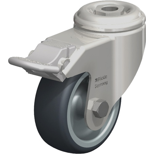Roulette en &eacute;lastom&egrave;re thermoplastique acier inoxydable, Pivotant avec frein, Diam&egrave;tre 3-1/8" (79,5 mm), Capacit&eacute; 220 lb (100 kg) NTL Industrial
