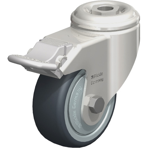 Roulette en &eacute;lastom&egrave;re thermoplastique acier inoxydable, Pivotant avec frein, Diam&egrave;tre 3-1/8" (79,5 mm), Capacit&eacute; 220 lb (100 kg) NTL Industrial