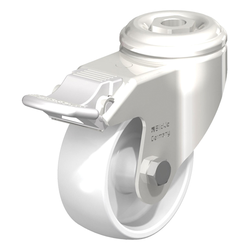 Roulette en nylon acier inoxydable, Pivotant avec frein, Diam&egrave;tre 5" (127 mm), Capacit&eacute; 265 lb (120 kg) NTL Industrial