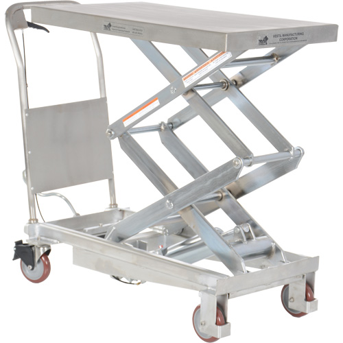Table &eacute;l&eacute;vatrice hydraulique manuelle &agrave; ciseaux, 35-1/2" lo x 20" la, Partiellement en acier inoxydable, Capacit&eacute; 800 lb NTL Industrial