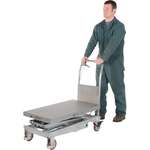 Table &eacute;l&eacute;vatrice hydraulique manuelle &agrave; ciseaux, 35-1/2" lo x 20" la, Partiellement en acier inoxydable, Capacit&eacute; 800 lb NTL Industrial