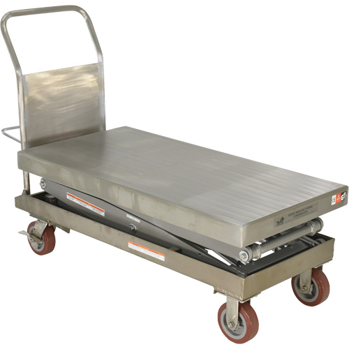 Table &eacute;l&eacute;vatrice hydraulique manuelle &agrave; ciseaux, 47-1/2" lo x 24" la, Partiellement en acier inoxydable, Capacit&eacute; 1500 lb NTL Industrial