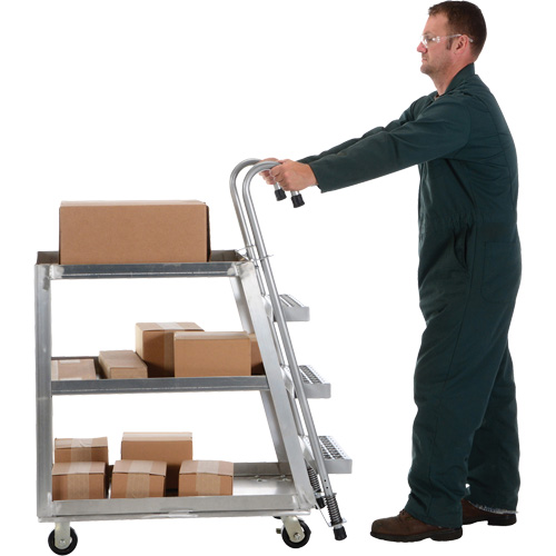 Chariot de pr&eacute;l&egrave;vement de stock, Aluminium, 21-7/8" la x 40" p, 3 tablettes, Capacit&eacute; 660 lb NTL Industrial