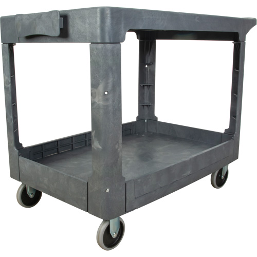 Flat-Shelf Utility Service Cart, 2 Tiers, 25-1/4" x 32-1/4" x 44", 550 lbs. Capacity NTL Industrial