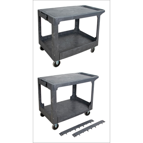 Flat-Shelf Utility Service Cart, 2 Tiers, 25-1/4" x 32-1/4" x 44", 550 lbs. Capacity NTL Industrial