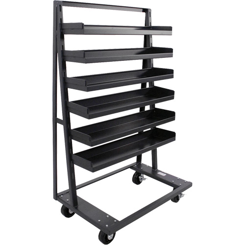 Single-Sided Heavy Duty A-Frame Cart with 6 Lipped Trays, 38" x 25" x 63", 2500 lbs. Capacity NTL Industrial