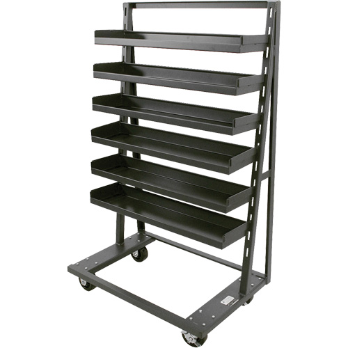 Single-Sided Heavy Duty A-Frame Cart with 6 Lipped Trays, 38" x 25" x 63", 2500 lbs. Capacity NTL Industrial