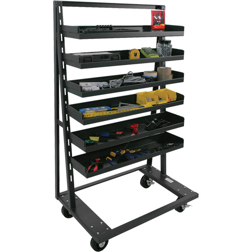 Single-Sided Heavy Duty A-Frame Cart with 6 Lipped Trays, 38" x 25" x 63", 2500 lbs. Capacity NTL Industrial
