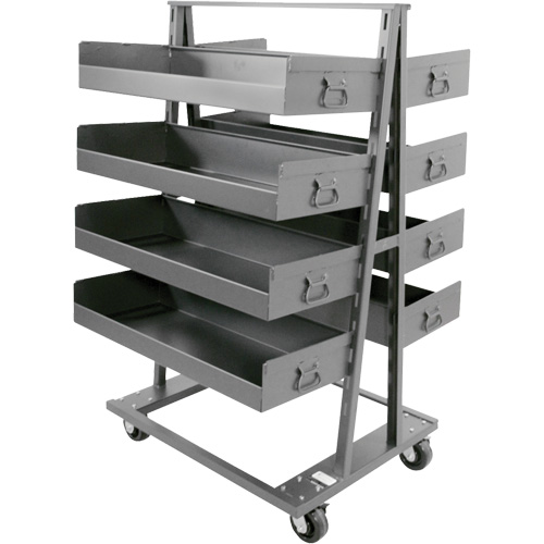 Double-Sided Heavy Duty A-Frame Cart with 8 Large Lipped Trays, 38" x 30" x 63", 2500 lbs. Capacity NTL Industrial
