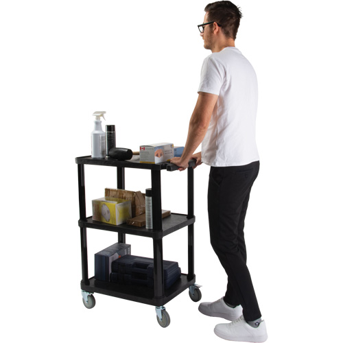 Utility Cart with Flat Shelf, 3 Tiers, 18-1/8" x 37-3/8" x 27-3/4", 330 lbs. Capacity NTL Industrial