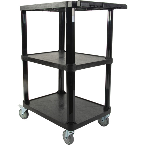 Utility Cart with Flat Shelf, 3 Tiers, 18-1/8" x 37-3/8" x 27-3/4", 330 lbs. Capacity NTL Industrial