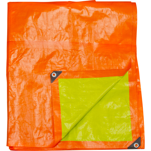 B&acirc;che tiss&eacute;e robuste haute visibilit&eacute;, Poly&eacute;thyl&egrave;ne, Vert/Orange, 16' x 20' x 12 mils NTL Industrial