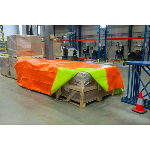 B&acirc;che tiss&eacute;e robuste haute visibilit&eacute;, Poly&eacute;thyl&egrave;ne, Vert/Orange, 16' x 20' x 12 mils NTL Industrial