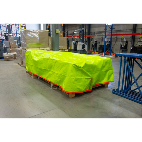 B&acirc;che tiss&eacute;e robuste haute visibilit&eacute;, Poly&eacute;thyl&egrave;ne, Vert/Orange, 16' x 20' x 12 mils NTL Industrial