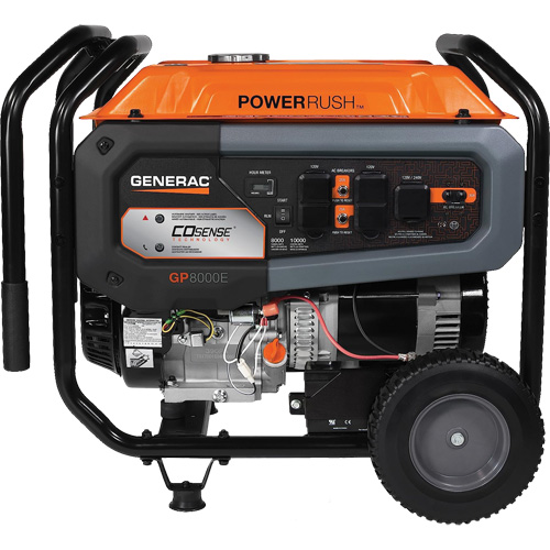Portable Generator with COsense&reg; Technology, 10000 W Surge, 8000 W Rated, 120 V/240 V, 7.9 gal. Tank NTL Industrial