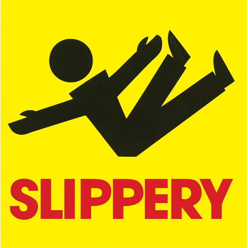 "Slippery" Traffic Cone Message Label, Adhesive, English with Pictogram NTL Industrial