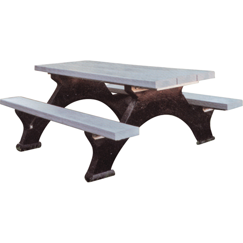 Recycled Plastic Picnic Tables, 8' L x 62-1/4" W, Grey NTL Industrial