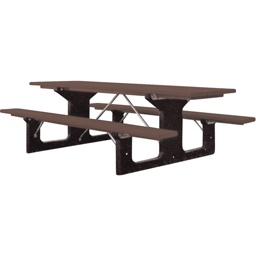 Recycled Plastic Picnic Tables, 6' L x 61-1/2" W, Brown NTL Industrial