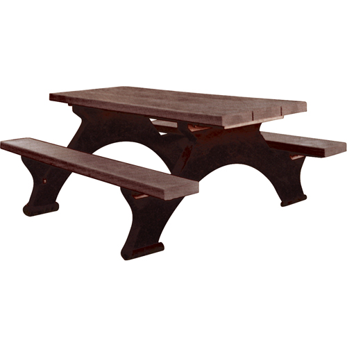 Recycled Plastic Picnic Tables, 8' L x 61-1/2" W, Brown NTL Industrial