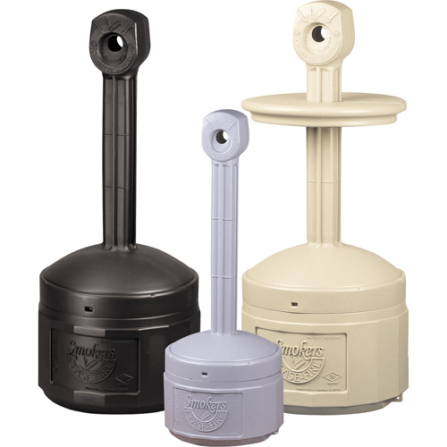 Smokers Cease-Fire&reg; Cigarette Butt Receptacle, Free-Standing, Plastic, 1 US gal. Capacity, 30" Height NTL Industrial