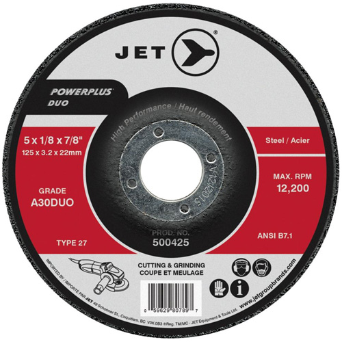 POWERPLUS DUO Cutting/Grinding Wheel, 4" x 1/8", 5/8" Arbor, Type 27, A30DUO Grit NTL Industrial
