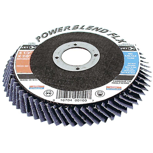 PowerBlend FLX Flexible Flap Disc, 4-1/2" x 7/8", Type 27, Z60 Grit, Zirconia Alumina NTL Industrial