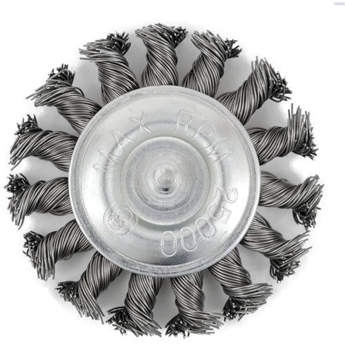 Brosse radiale &agrave; fils nou&eacute;s torsad&eacute;s mont&eacute; sur mandrin EKR275-20, 3", Fils ,02", Tige 1/4" NTL Industrial