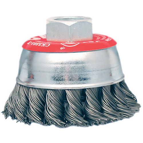Brosse boisseau &agrave; fils li&eacute;s et nou&eacute;s &agrave; haute performance, 3" dia. x 10mm x 1,25" arbre NTL Industrial