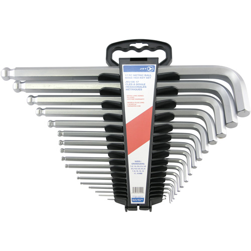 Jumbo Extra-Long Ball Nose Hex Key Set, 17 Pcs., Metric NTL Industrial