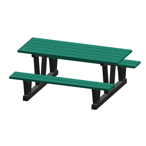 Recycled Plastic Outdoor Picnic Tables, 72" L x 60-5/16" W, Green NTL Industrial