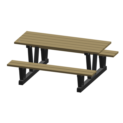 Recycled Plastic Outdoor Picnic Tables, 72" L x 60-5/16" W, Sand NTL Industrial