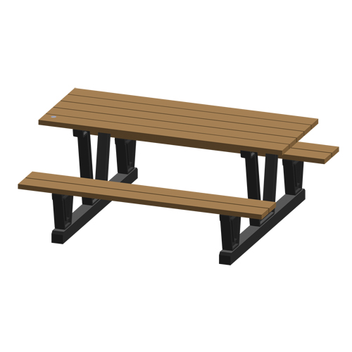 Recycled Plastic Outdoor Picnic Tables, 72" L x 60-5/16" W, Redwood NTL Industrial