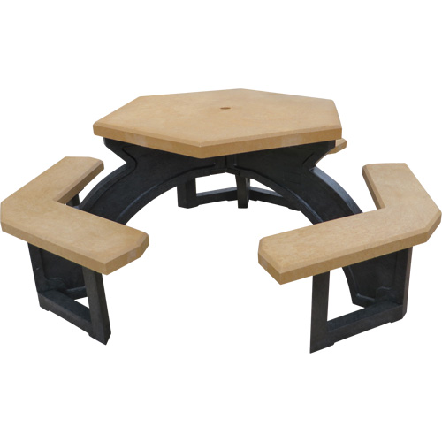 Recycled Plastic Hexagon Picnic Tables, 78" L x 78" W, Cedar NTL Industrial