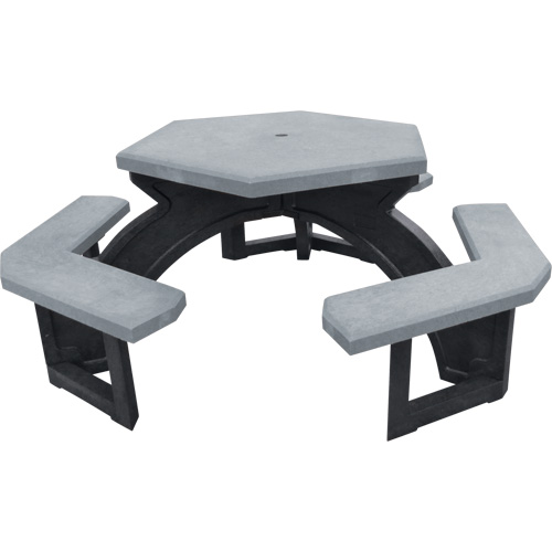 Recycled Plastic Hexagon Picnic Tables, 78" L x 78" W, Grey NTL Industrial