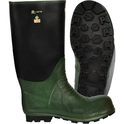 Journeyman&reg; Boots, Rubber, Steel Toe, Size 8, Puncture Resistant Sole NTL Industrial