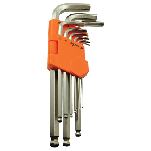 Ball End Hex Key Set, 9 Pcs., Metric NTL Industrial