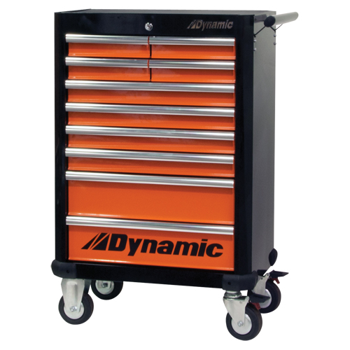 Roller Tool Cabinet, 10 Drawers, 28" W x 18" D x 43-1/4" H, Black/Orange NTL Industrial