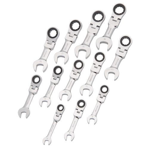 Jeu de cl&eacute;s &agrave; cliquet courtes, Combinaison, 12 morceaux, M&eacute;trique NTL Industrial