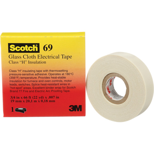 Scotch&reg; Glass Cloth Tape, 19 mm (3/4") W x 20 m (66') L, 7 mils, White NTL Industrial