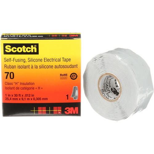 Ruban isolant en caoutchouc de silicone autofusionnant Scotch, 25,4 mm (1") x 9 m (30'), Gris, 12 mils NTL Industrial