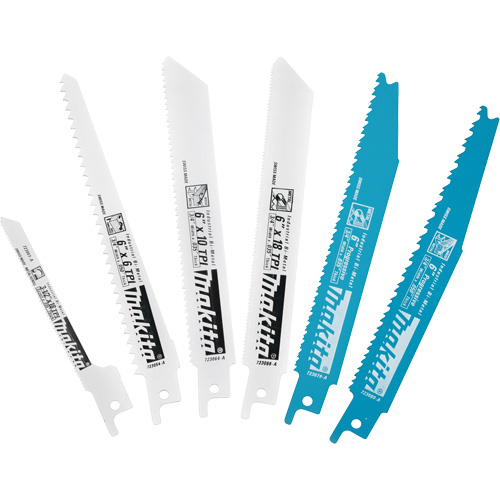 6-Piece Recipro Saw Blade Assortment Pack, Bi-Metal, 6-18 TPI, 6"/3-1/2" L x 3/4" W NTL Industrial