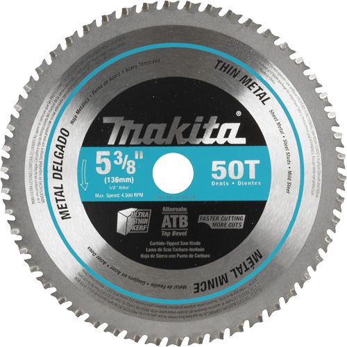 Carbide-Tipped Saw Blade, 5-3/8", 50 Teeth, Metal Use NTL Industrial