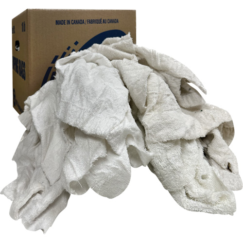Boîte de chiffons d'essuyage, Tissu &eacute;ponge, Blanc, 10 lb NTL Industrial