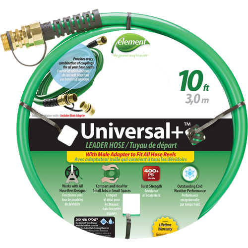 Element&reg; Universal+&reg; Leader Hose, PVC, 1/2" dia. x 10' NTL Industrial