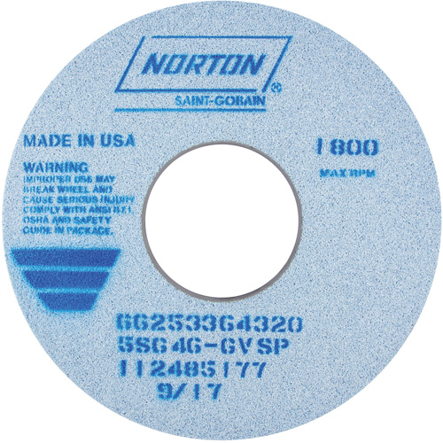 Meule vitrifi&eacute;e, type 01, C&eacute;ramique d'alumine, 14" x 1-1/2" NTL Industrial