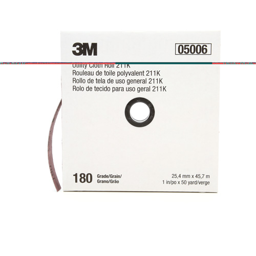 Utility Roll 211K, Aluminum Oxide, 1" W x 150' L, 180 Grit NTL Industrial