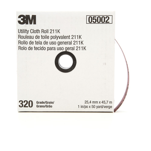 Rouleau de toile abrasive polyvalente 211K, Oxyde d'aluminium, 1" la x 150' lo, Grain 320 NTL Industrial