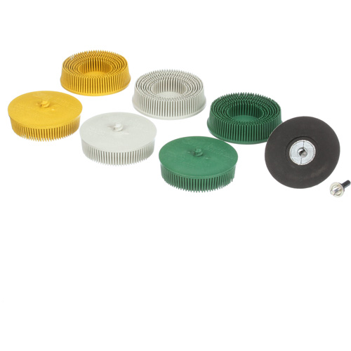 Roloc Bristle Disc Kit, Aluminum Oxide, Several Grit, 3" Dia. NTL Industrial